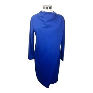 Joan Vass Cobalt Blue Draped Front Dress Size Petite‎ Medium